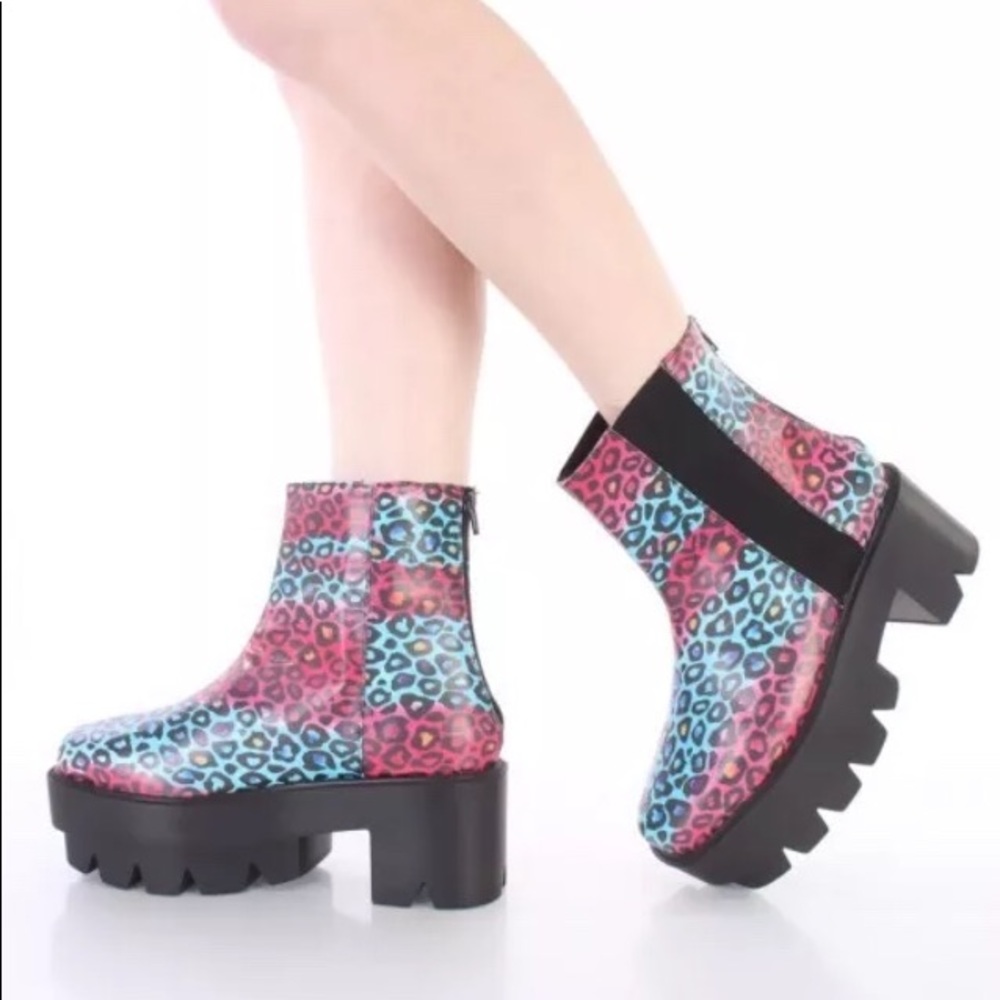 Steampunk chunky leopard boots